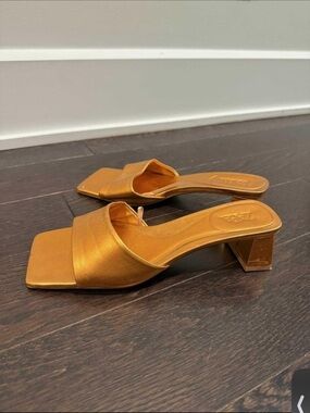 Zara Women's Metallic Slide Heels - Elegant Open-Toe Mules